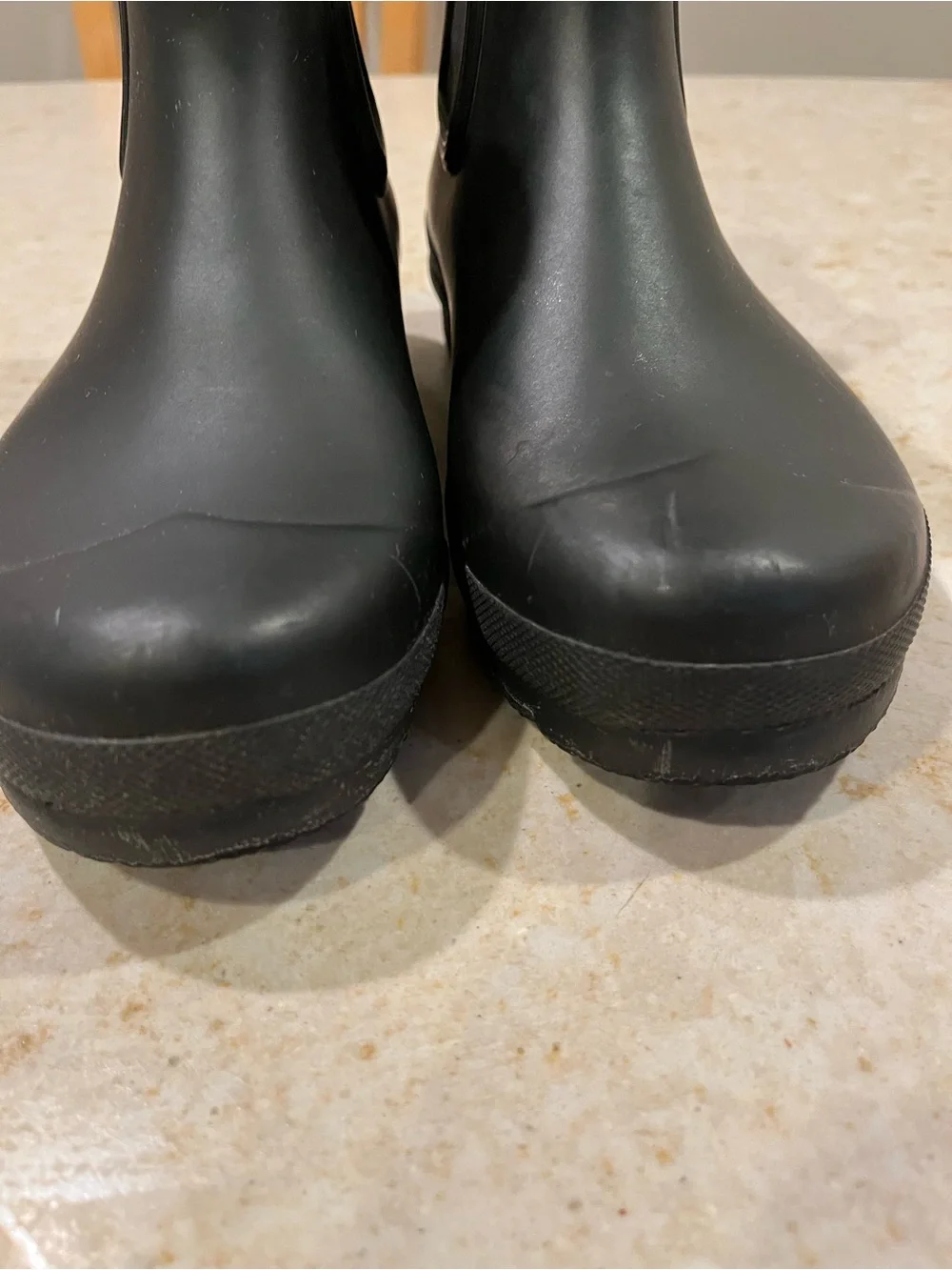 Hunter Black Chelsea Short Rain Boots with Logo Trim